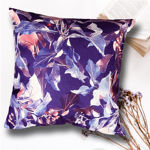 Cojín Flores Morado Lino 45×45
