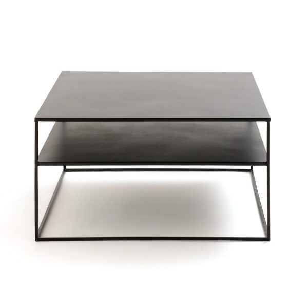 mesa de centro metálica negra vista de frente