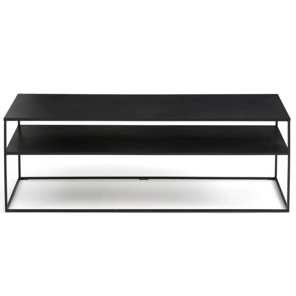 mesa de centro metálica negra vista de frente