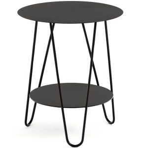 Mesa Lateral metálica color negro Askim con fondo blanco