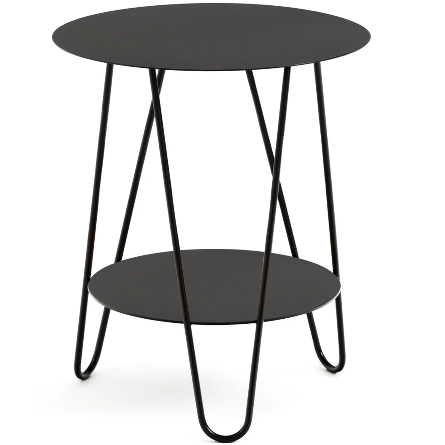 Mesa Lateral metálica color negro Askim con fondo blanco