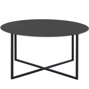 Mesa de centro metálica negra con fondo blanco Talsi 80×45