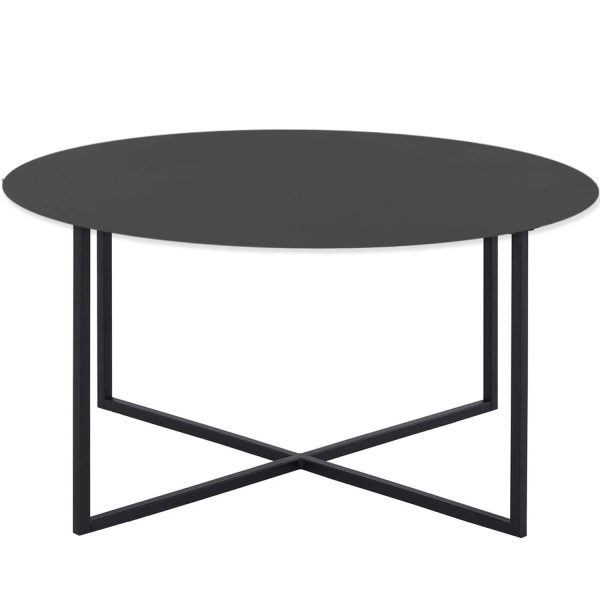 Mesa de centro metálica negra con fondo blanco Talsi 80×45