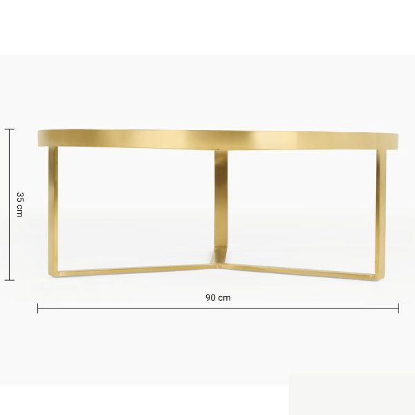 medidas de la mesa de centro metálica dorada modelo Goslar