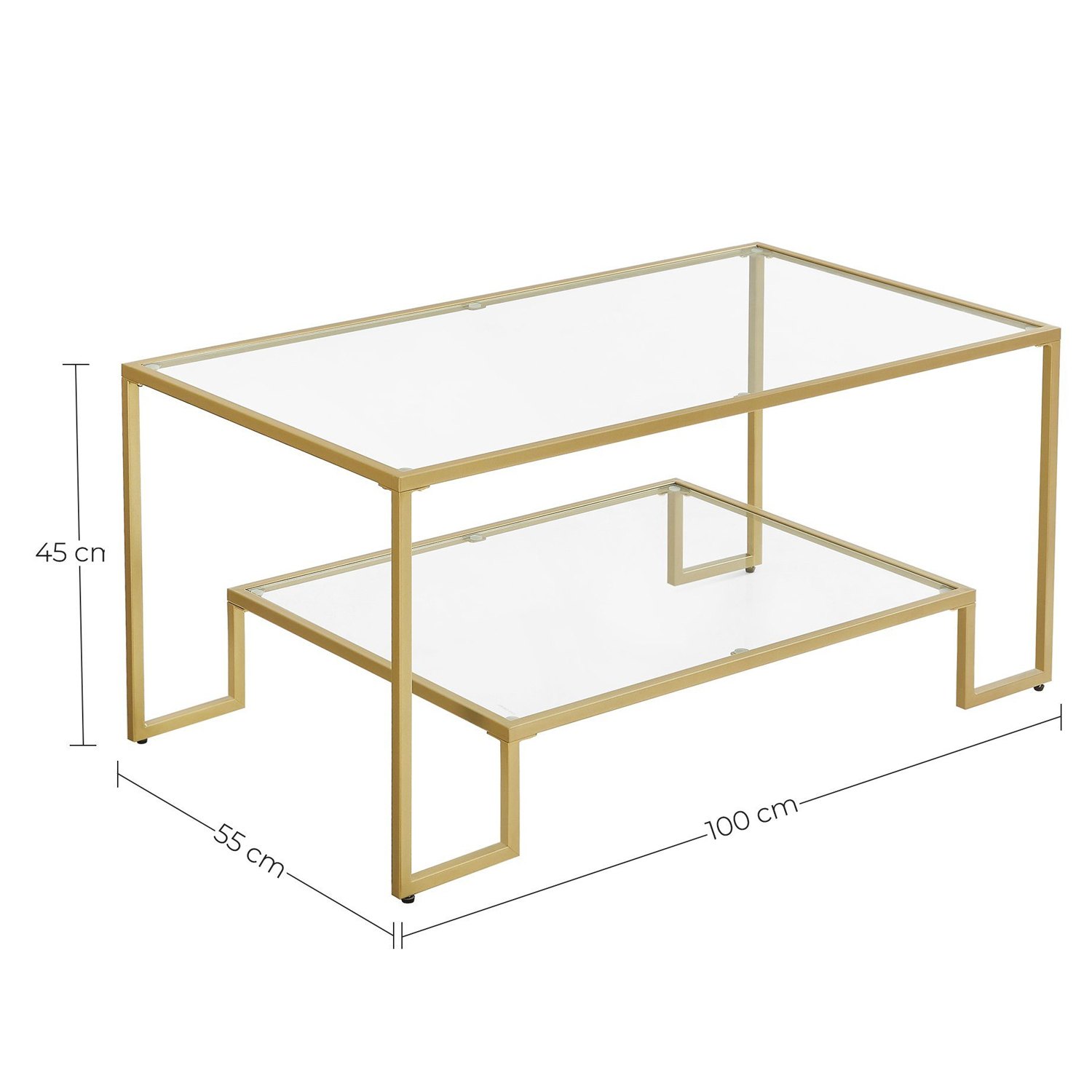 Mesa de Centro metálica color dorado con fondo blanco