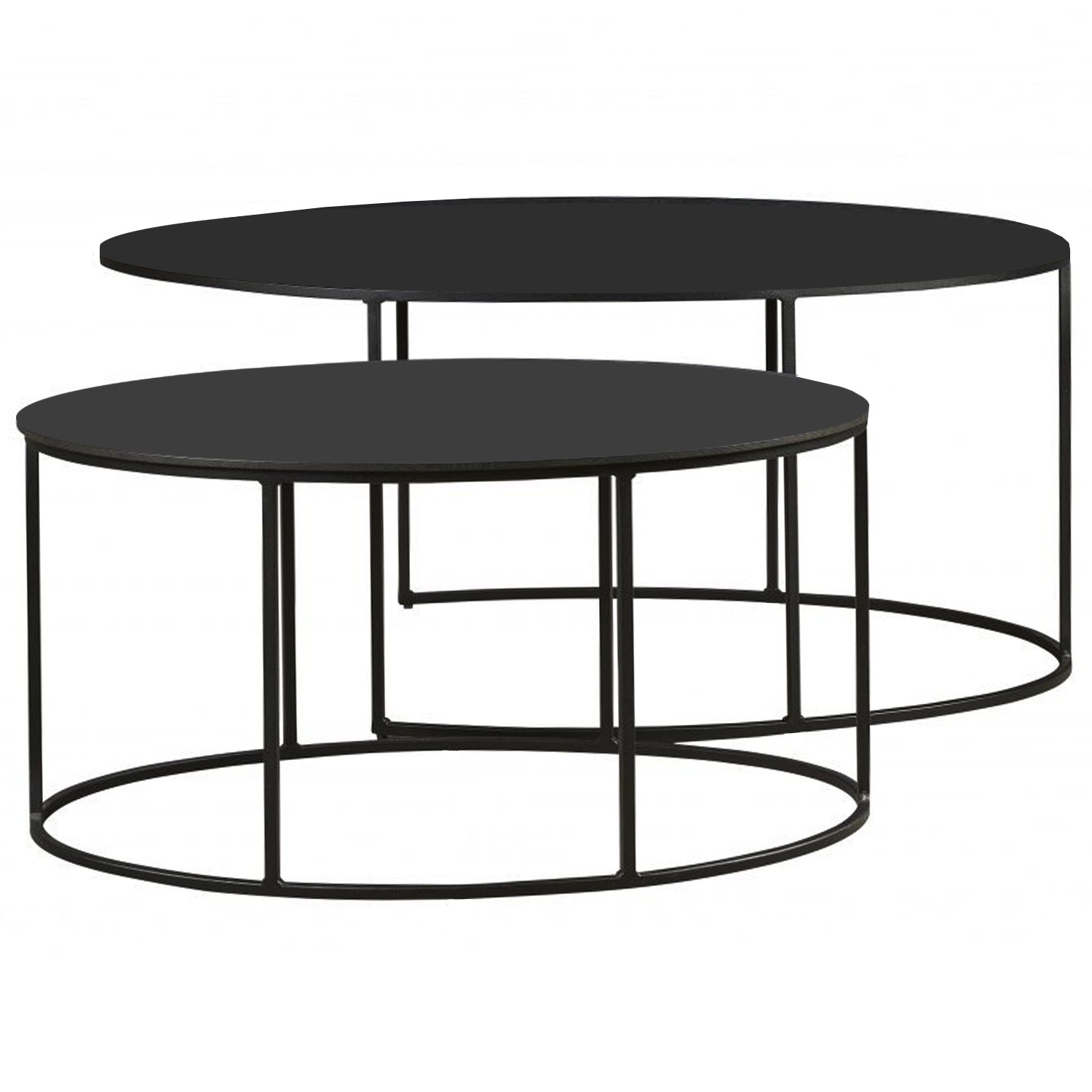 dos Mesas de Centro Nido metálica negra con fondo blanco