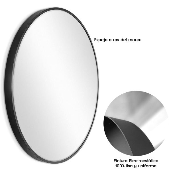 Espejo Circular Vierela Negro 60 a 150 cm. - Imagen 2