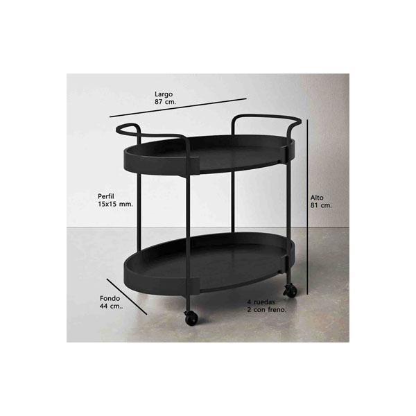 Carro Bar Metálico Larisa 87x44x81 - Imagen 3